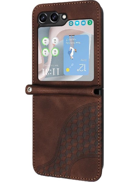 YH Market Samsung Galaxy Z Flip 6 Için Flip Case Pu Deri Kapak Çevirin Darbeye (Yurt Dışından)