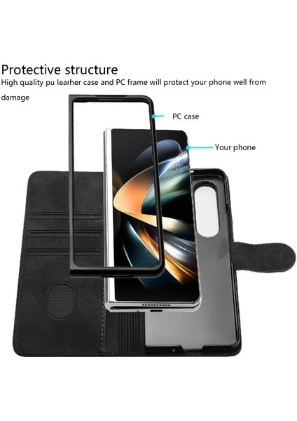 Samsung Galaxy Z Için Flip Case Kart ile Kat 6 Manyetik Kapak Pu Deri (Yurt Dışından)