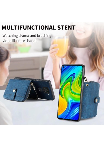 Xairedmi Redmi Not 9 4g Premium Deri Standı 7 Kart Yuvaları Kordon Için Kılıf (Yurt Dışından)