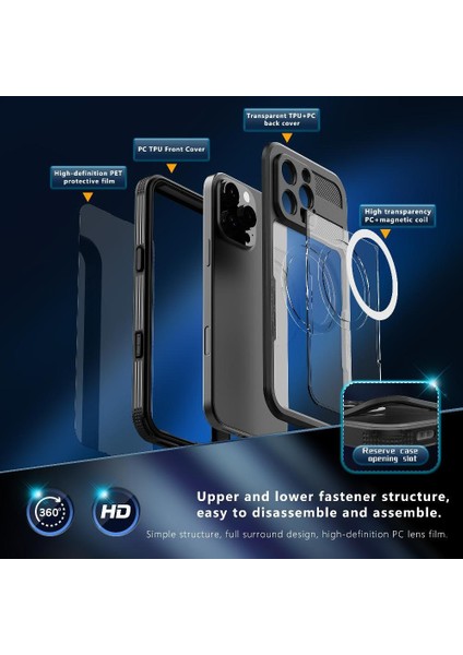Manyetik Su Geçirmez Kılıf IPhone 16 Pro Max Ekran Koruyucu 12FT (Yurt Dışından) modelleri