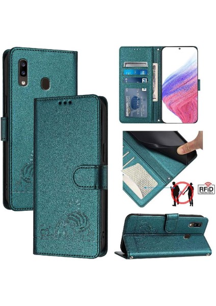 Samsung Galaxy A20/A30 Cüzdan Kapak Kapak Kedi Rfıd Kart Yuvası (Yurt Dışından) indirimleri