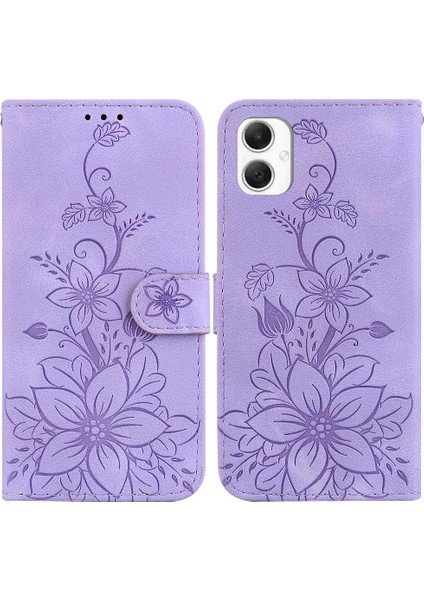 Samsung Galaxy A06 Cüzdan Kickstand Manyetik Kabartmalı Zambak Için Flip Case (Yurt Dışından)