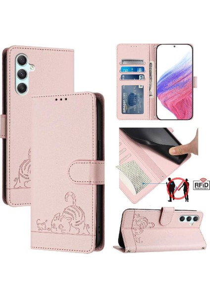 Samsung Galaxy A34 5g Kart Yuvası Tutucu Için Kickstand Kedi Rfıd Cüzdan (Yurt Dışından)