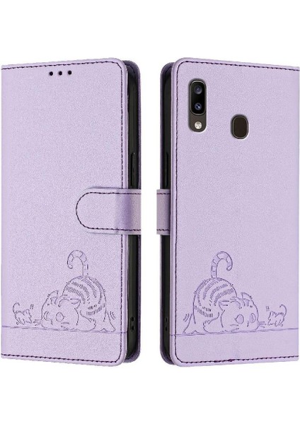 Samsung Galaxy A20/A30 Cüzdan Kapak Kapak Kedi Rfıd Kart Yuvası (Yurt Dışından) indirimleri