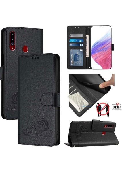 Samsung Galaxy A20S Cüzdan Kapak Çevirin Kart Yuvası Tutucu Kickstand (Yurt Dışından)