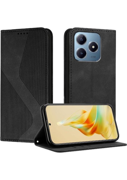 Realme C63 4g Manyetik Pu Deri Için Kılıf Folio Kapak Cüzdan Kickstand (Yurt Dışından)