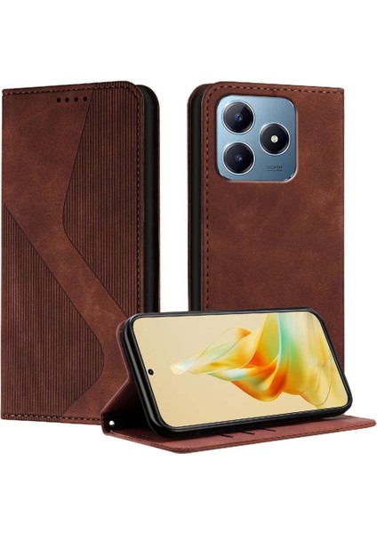 Realme C63 4g Manyetik Pu Deri Için Kılıf Folio Kapak Cüzdan Kickstand (Yurt Dışından)