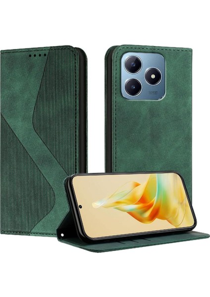 Realme C63 4g Manyetik Pu Deri Için Kılıf Folio Kapak Cüzdan Kickstand (Yurt Dışından)
