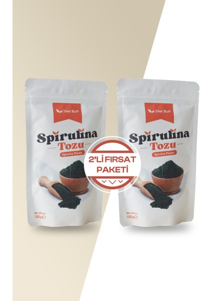 Organik Spirulina Tozu 100 gr 2li Paket