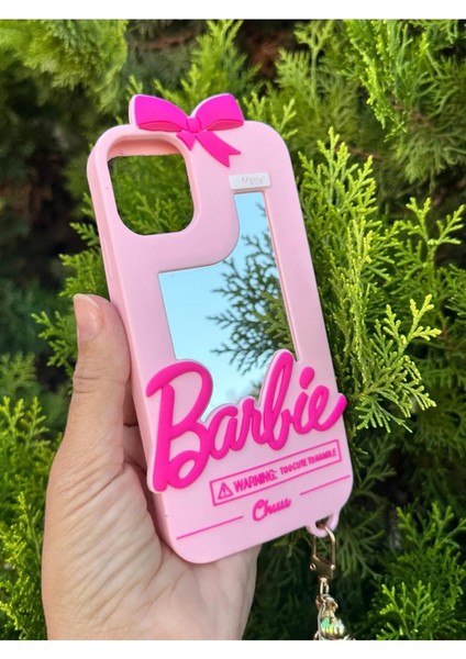 iPhone 14 Pro Max Uyumlu Aynalı Ponponlu Barbie Silikon Kılıf