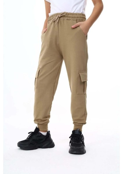 Kız Erkek Kargo Cepli Bej Okul Eşofman Altı fiyatları