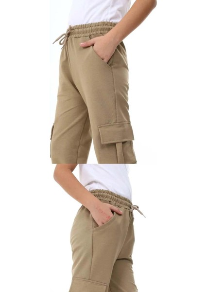 Kız Erkek Kargo Cepli Bej Okul Eşofman Altı fırsatları