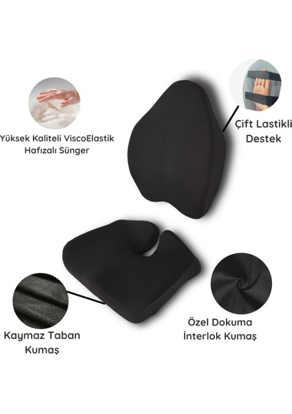Ergonomik Oturma Minderi & Ortopedik Visco Bel Yastık Seti fırsatları