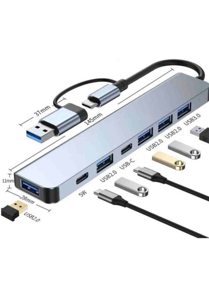 USB Type-C Hub 7in1 USB Çoğaltıcı 3.0