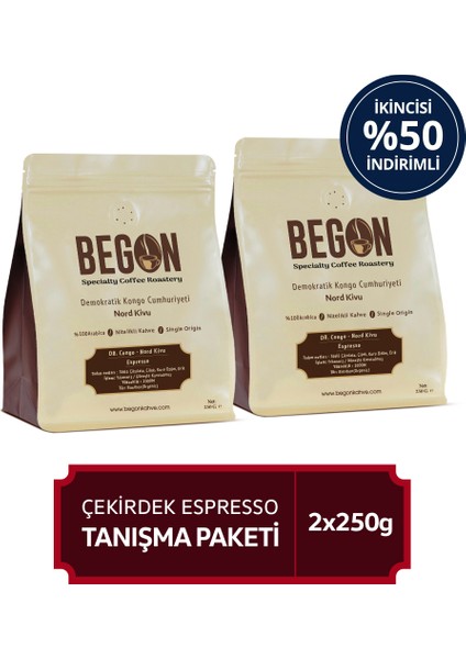 Nord Kivu Premium Espresso (Çekirdek) Kahve Tanışma Paketi 250G x 2 Adet