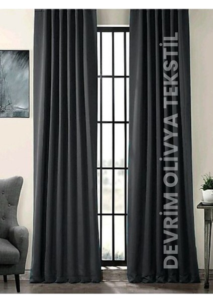 Lüks Özel Dikim Antrasit Blackout Işık Geçirmez Fon Perde Ekstraforlu Karartma Blackout