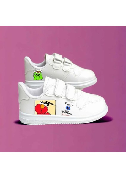 Kırmızı Kurabiye Baskılı Çocuk Spor Ayakkabı Sneaker