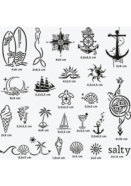 One Spray Tattoo Sea Vibes City Pack Dövme Şablon Seti ve Siyah Sprey