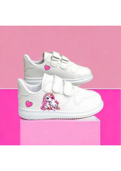 Pembe Unicorn Haylo Baskılı Kız Çocuk Spor Ayakkabı Sneaker
