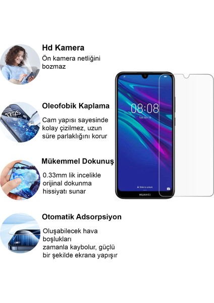 Huawei Y6 2019 Kırılmaz Cam Şeffaf 0.3mm Kılıf Dostu Temperli Ekran Koruyucu