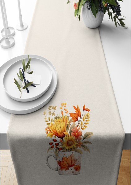 Sonbahar Serisi 140X40 cm Dijital Baskılı Runner (Halloween Autumn)