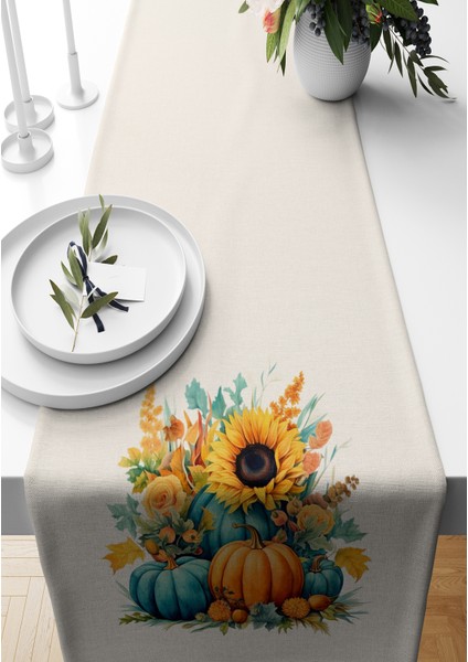 Sonbahar Serisi 140X40 cm Dijital Baskılı Runner (Halloween Autumn)