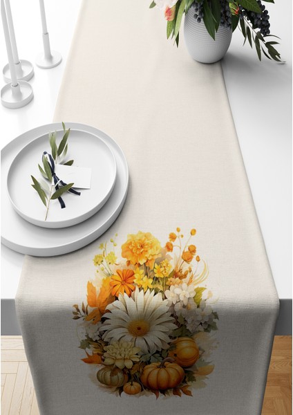 Sonbahar Serisi 140X40 cm Dijital Baskılı Runner (Halloween Autumn)