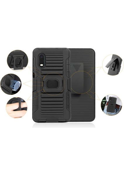 Galaxy Xcover Pro Kılıf Double Clip Kapak-Siyah