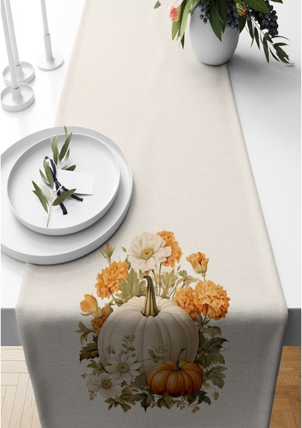 Sonbahar Serisi 140X40 cm Dijital Baskılı Runner (Halloween Autumn)