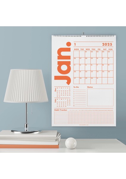 2025 Duvar Takvimi Yıllık Planlayıcı, A4, 33X48 Cm, Alışkanlık Takipçisi, 2025 Wall Planner, Monthly Habbit Tracker, To Do List
