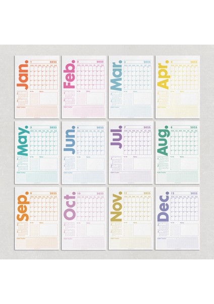 2025 Duvar Takvimi Yıllık Planlayıcı, A4, 33X48 Cm, Alışkanlık Takipçisi, 2025 Wall Planner, Monthly Habbit Tracker, To Do List