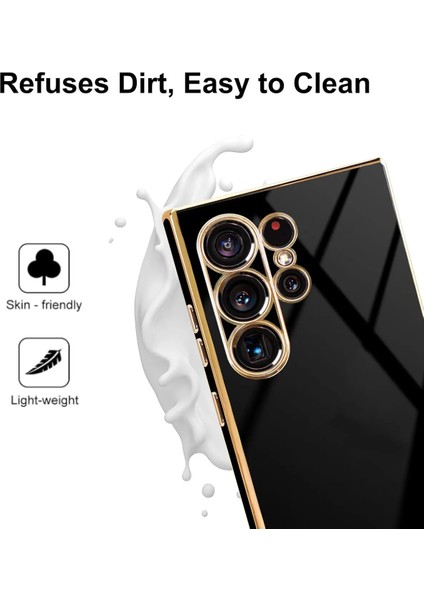 Samsung Galaxy S24 Ulltra Uyumlu Kılıf Kamera Korumalı Arkası Renkli Kenarları Parlak Dore Tasarım Kapak indirimleri