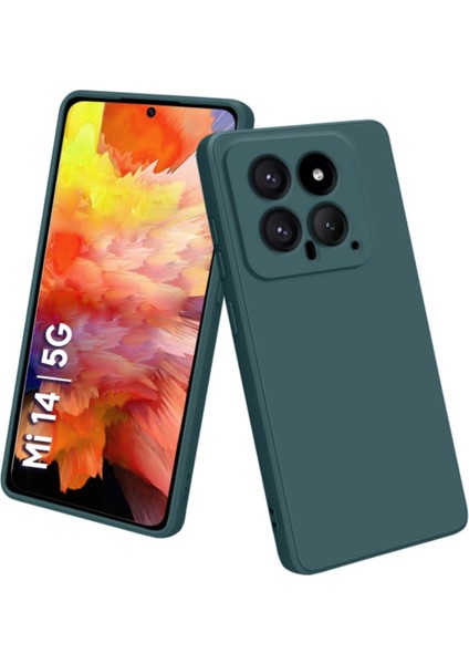 Xiaomi Mi 14 Kapak Içi Kadife Kamera Korumalı Lansman Silikon Kılıf - Yeşil