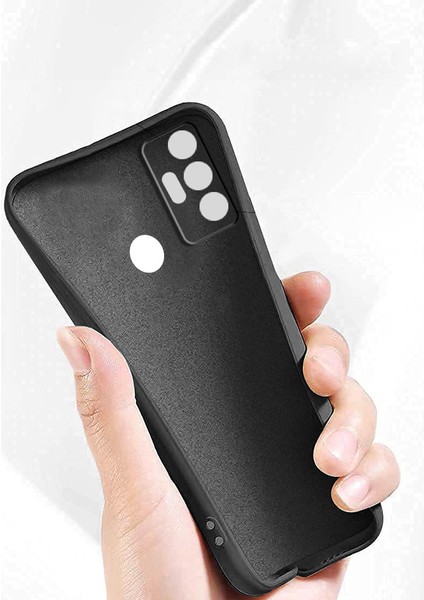 Tecno Spark 7 Kapak Içi Kadife Kamera Korumalı Lansman Silikon Kılıf - Siyah