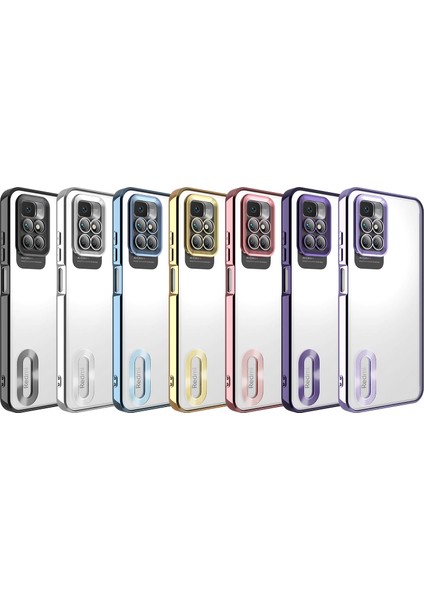 Xiaomi Redmi 10 Kılıf Kamera Korumalı Logo Gösteren Omega Kapak-Derin Mor