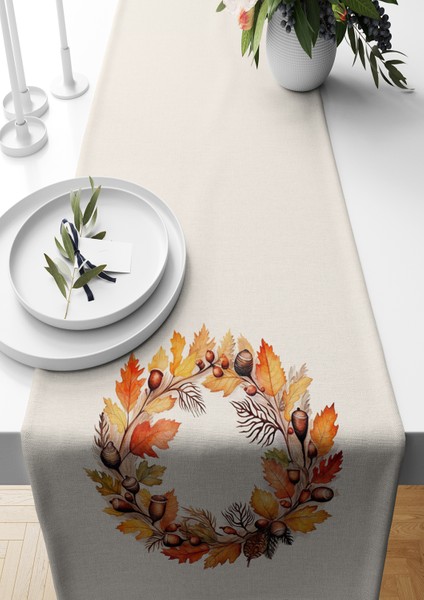 Sonbahar Serisi 140X40 cm Dijital Baskılı Runner (Halloween Autumn)