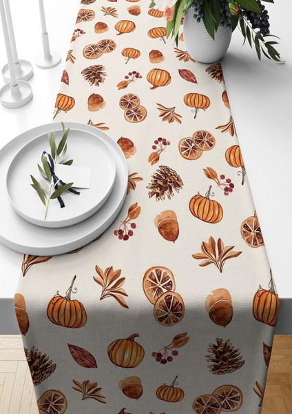 Sonbahar Serisi 140X40 cm Dijital Baskılı Runner (Halloween Autumn)