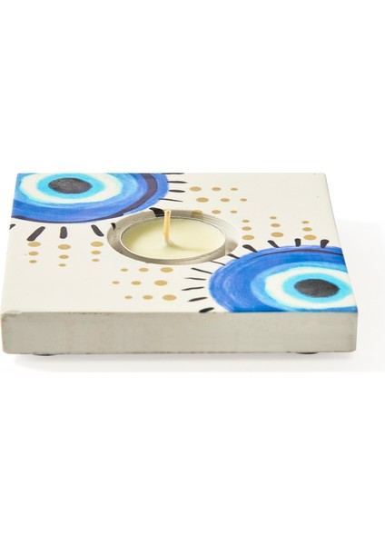 Deco Totemic Tealight Mum ve Mumluk - Renkli - 10X10 cm