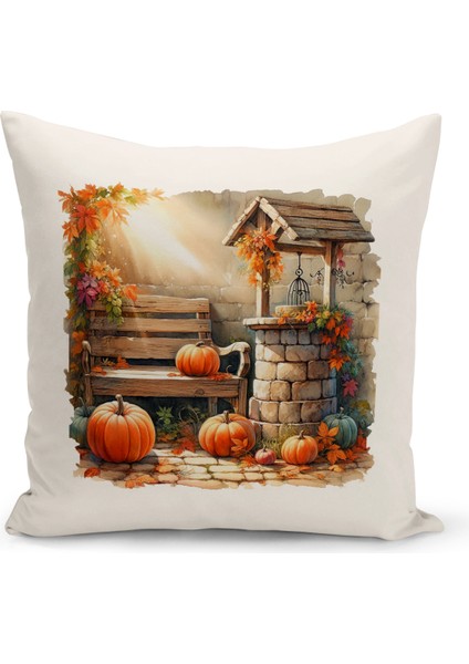 Sonbahar Serisi Çift Tarafı Dijital Baskılı 4'lü Kırlent Kılıfı Seti (Halloween Autumn) fırsatları