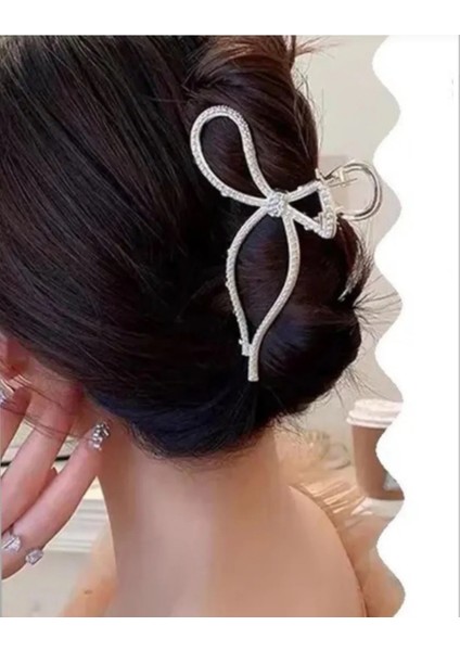 Metal Kadın Zirkon Taşlı Fiyonk Mandal Toka