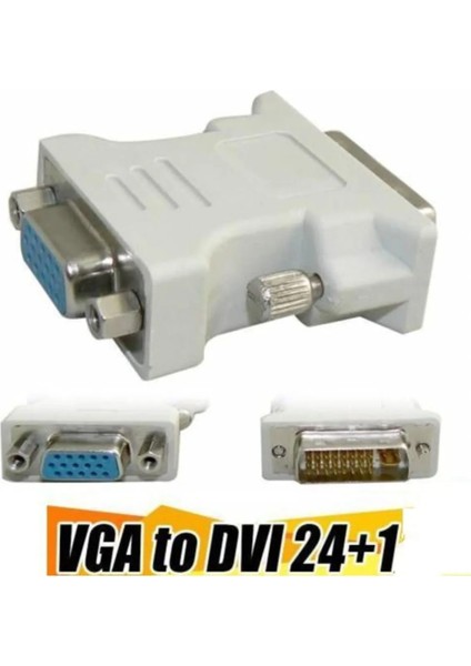 DVI 24+1 Erkek To VGA Dişi Çevirici Dönüştürücü - DVI VGA Adaptör