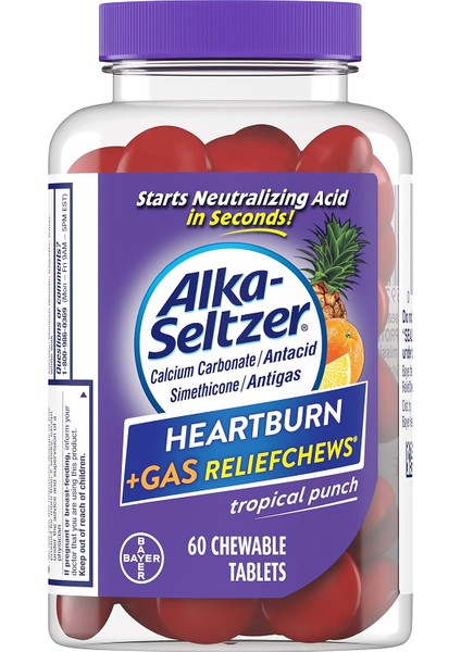 Alka Seltzer Heartburn + Gas Reliefchews Tropical Punch 60 Tablet