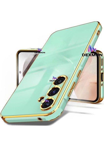 Samsung Galaxy A15 Uyumlu Kılıf Kamera Korumalı Arkası Renkli Kenarları Parlak Dore Tasarım Kapak