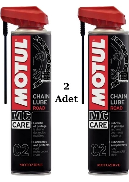 C2 Motosiklet Zincir Yağı Sprey 400 ml Road (2 Adet)