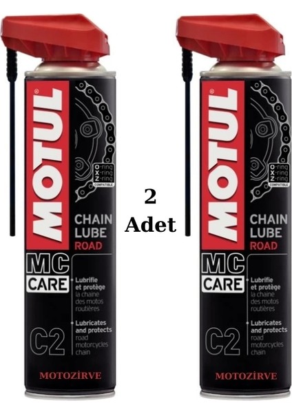 C2 Motosiklet Zincir Yağı Sprey 400 ml Road (2 Adet)