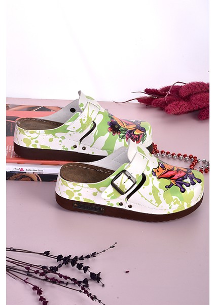 3014 Turuncu Kurbağa Desenli Anatomik Terlik fırsatları