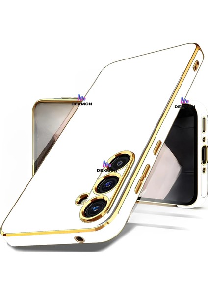 Samsung Galaxy A25 Uyumlu Kılıf Kamera Korumalı Arkası Renkli Kenarları Parlak Dore Tasarım Kapak