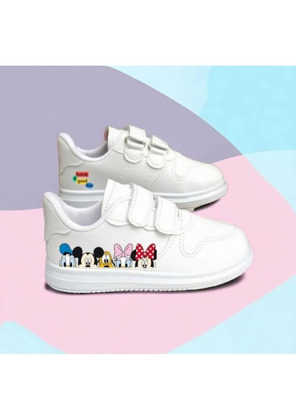 Sıralı Arkadaşlar Baskılı Kız Çocuk Spor Ayakkabı Sneaker