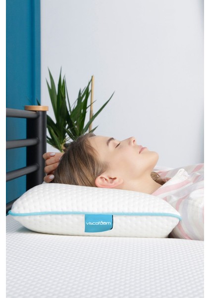 Tekno Trust Beyaz Comfy Boyun Destekli Ortopedik Yastık Tombul Visco Yastık - 55X35X12CM 55 x 35 Pamuk Polyeste modelleri