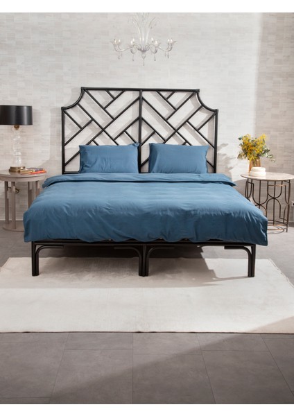 Premium Lastikli Çarşaf Dahil Nevresim Takımı Çift Kişilik 200x220 Lacivert